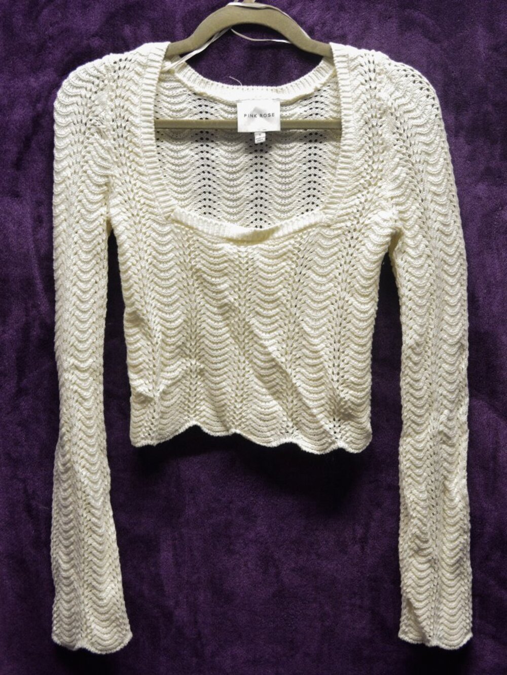 White Long Sleeve Crochet Top